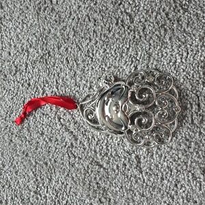 Lenox China Silver Tone Santa Claus Face  Jeweled Christmas Tree Ornament